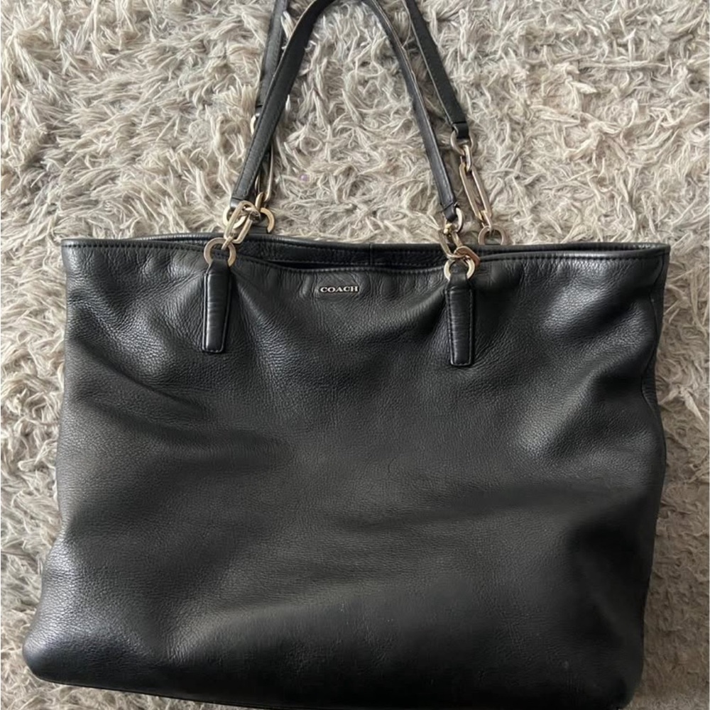 Coach Black Leather Double-Handle Tote
